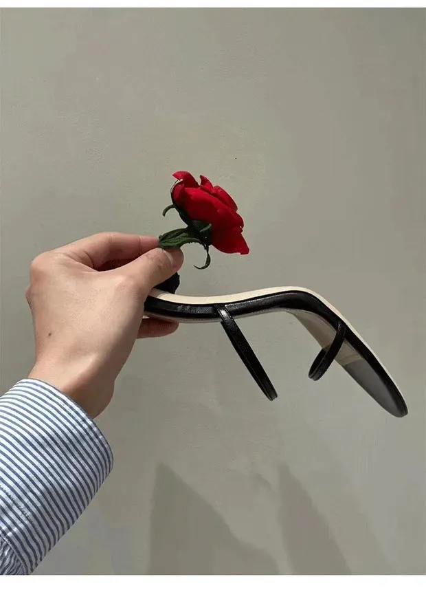 Chic Point Fashion Rose Heels Women Sandals Round Toe Slip on Pumps Summer Slippers Party Shoes 240615_voghion.com