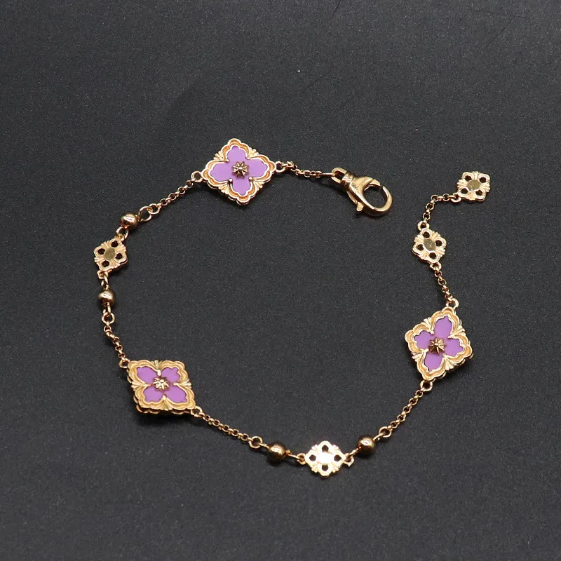 Clover Charm Bracelet Gold Vintage Ethnic Style Link Chain Bangle_voghion.com