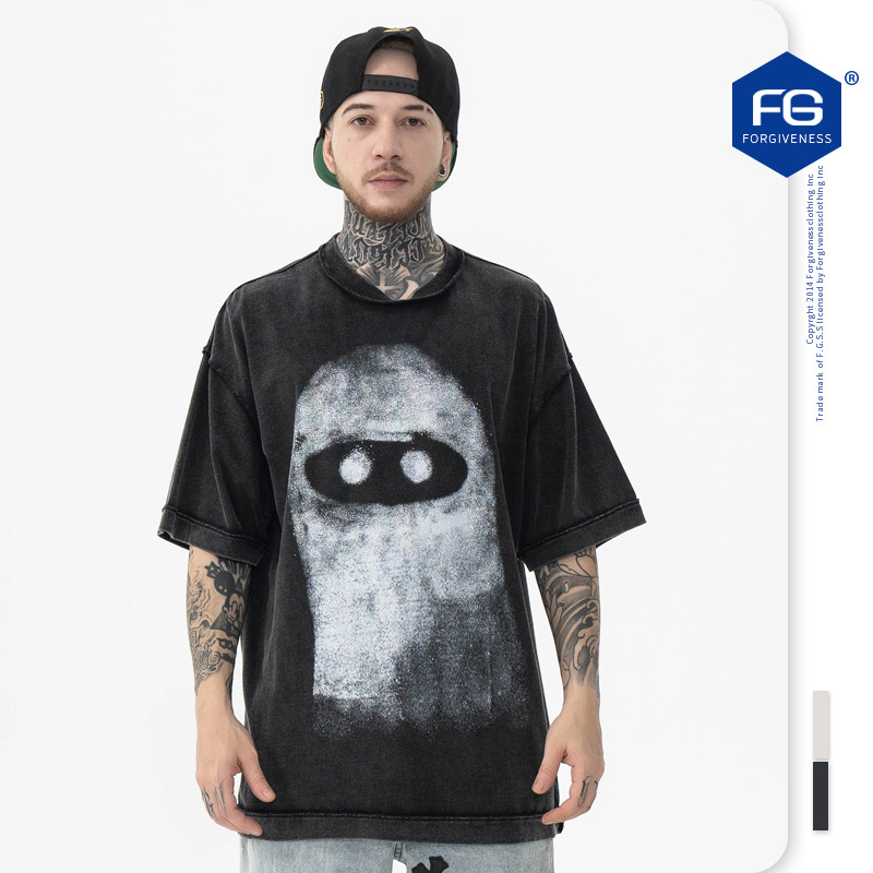 FG Men's Wear | 2024 Spring/Summer New Product Trendy Brand Fun Funny Graffiti Cartoon Portrait Printed Short sleeved_voghion.com