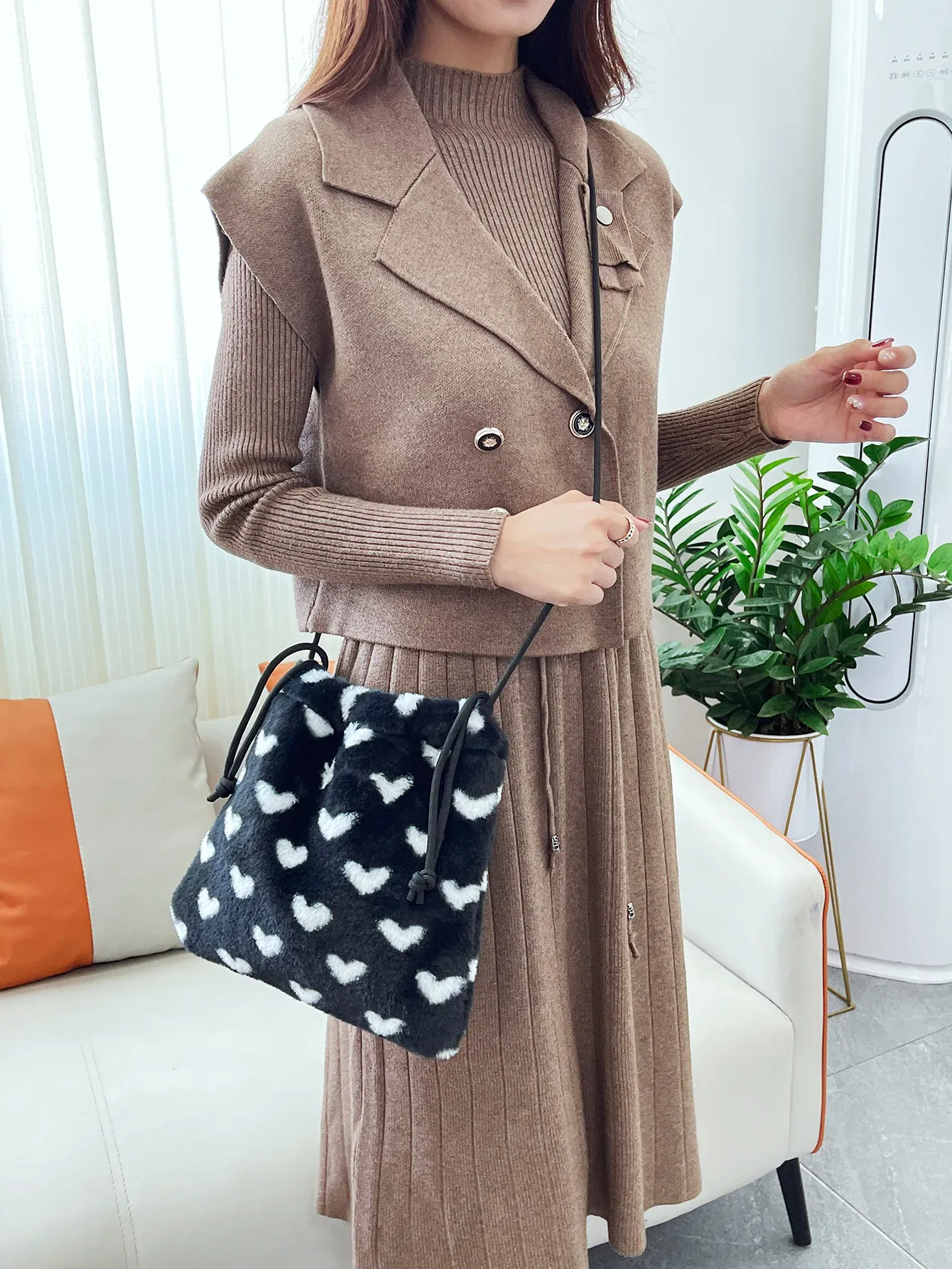 Borsa a tracolla monospalla con coulisse e motivo leopardato retrò per donna, nuova borsa a mano autunno/inverno per il tempo libero_voghion.com