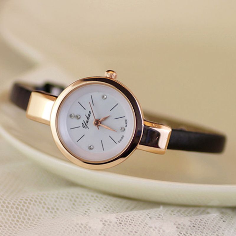 Yamaler - Orologio da polso analogico al quarzo con cinturino sottile e sottile in ecopelle con strass da donna_voghion.com