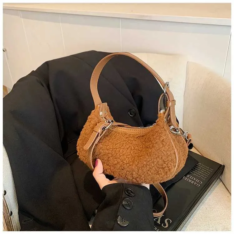 Women Fashion Lamb Fleece Mini Handbag Solid Soft Casual Crossbody Pack Female Versatile Leisute Cute Messenger Shoulder_voghion.com