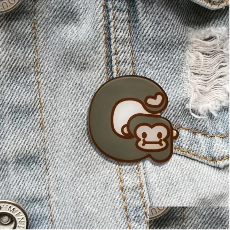 Anstecknadeln, süße Acrylbrosche mit Tiermotiv, Anstecknadeln mit G-Motiv für Rucksäcke, Cartoon-Affe, Hut, Mantel, Zubehör, Schal, Schnalle, Geschenk_voghion.com