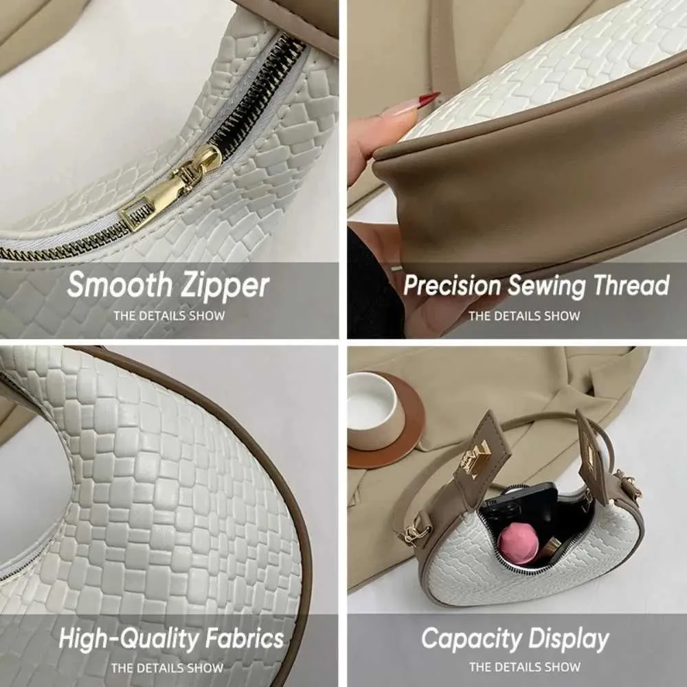 Borsa a tracolla alla moda da donna, retrò, a mezza luna, in pelle PU, borsa a mano, casual, versatile, a tracolla Ba241106_voghion.com