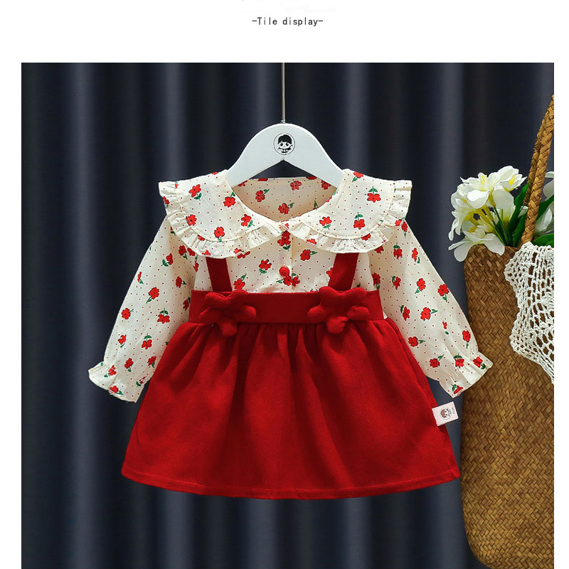 Herfst Babykleding Babymeisje Jurk Katoen Lange Mouw Bloem Gedrukt Schattige Pop Kraag Jurk Kinderen Uitje Kleding_voghion.com