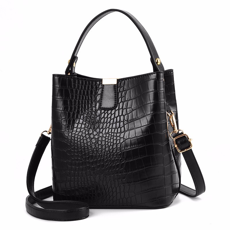 Women's New 2023 Crocodile Pattern Bucket Fashion Shoulder Crossbody Bag Handbag Korean Style Bags_voghion.com