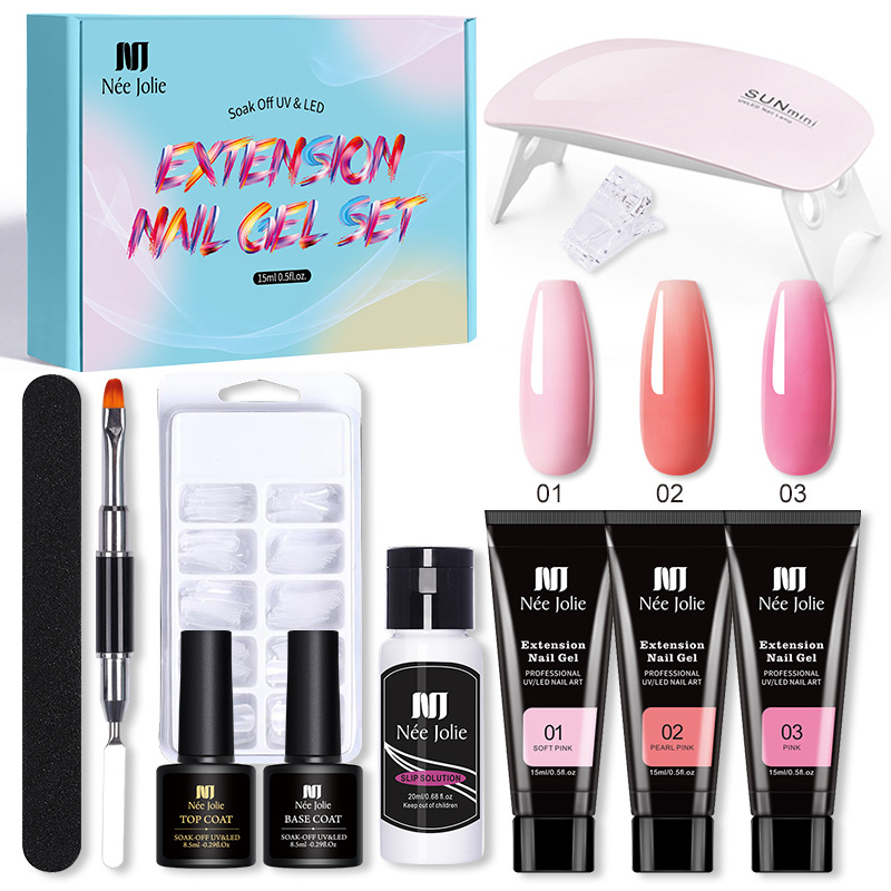 Nee Jolie 15ml Nail Extension Gel Set - Paperless Quick Crystal Extender | Color Box Packaging_voghion.com