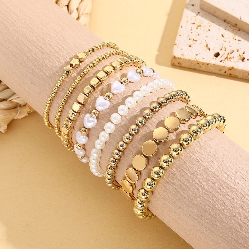 Bohemian Style Women's Multi Layer Beaded Set Personalized Copper Beads Pearl Design Niche Stacking Bracelet_voghion.com