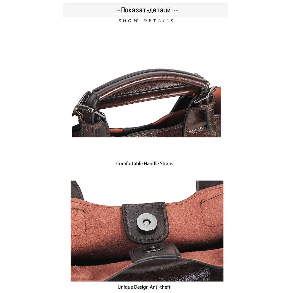 Zncy 100% Gnuin Lathr -käsilaukku Rtro Coff Women Casual Tot Buckt Bag Classic Black Lady Crossbody Mssngr_voghion.com