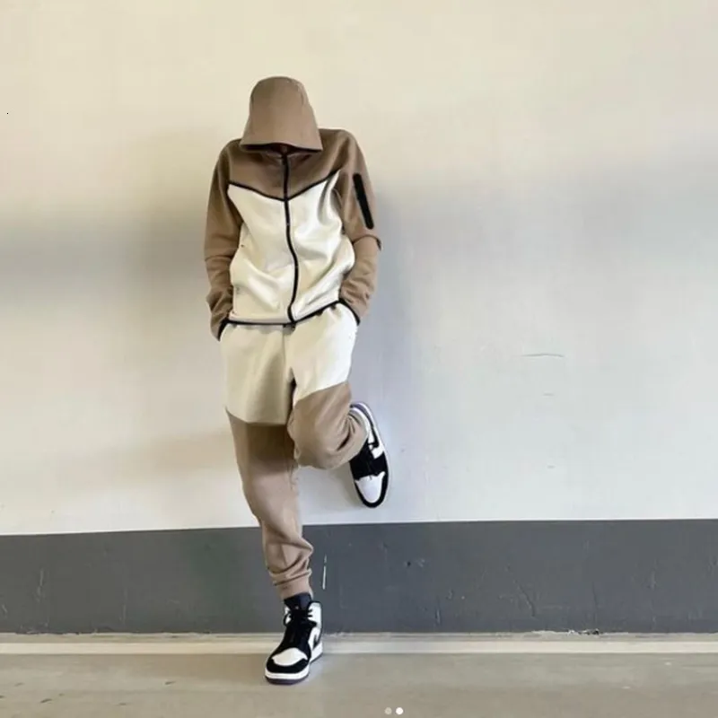 Tracuits Anzug Hoodie Mode Casual Sport Reißverschluss Jacke Hose Anzughose Männer Neu in Herren-Sets 230922_voghion.com