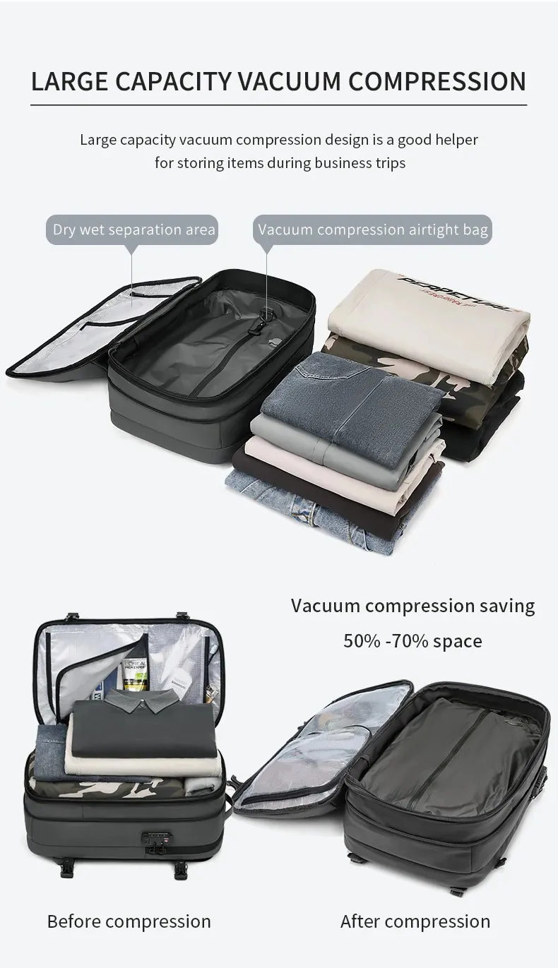 Men Travel vacuum compression 17 inch Laptop Business Large Capacity school Backpack Expanded Hiking backpack 241115_voghion.com