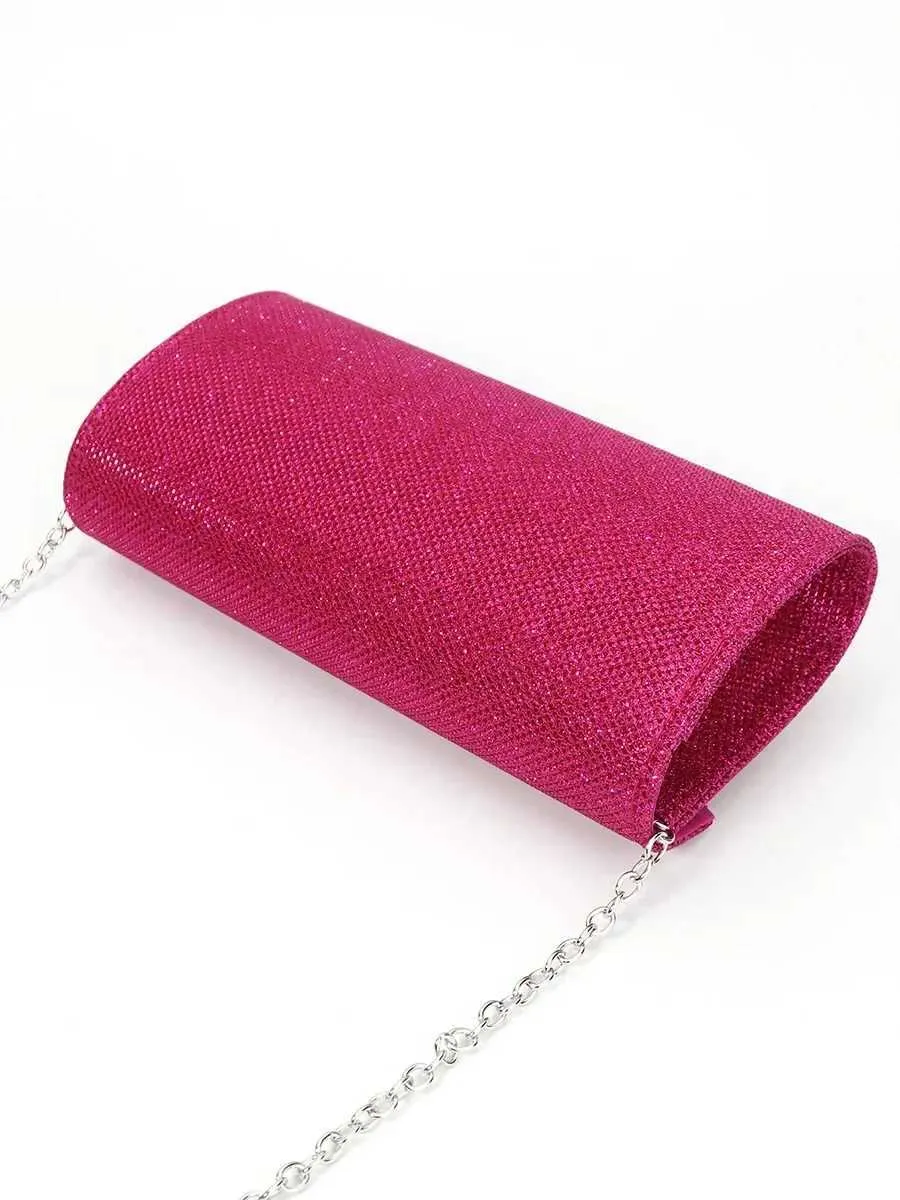 Womens envelope evening chain shoulder bag shiny sier long wallet womens wedding party clutch mini handbag Y241019_voghion.com
