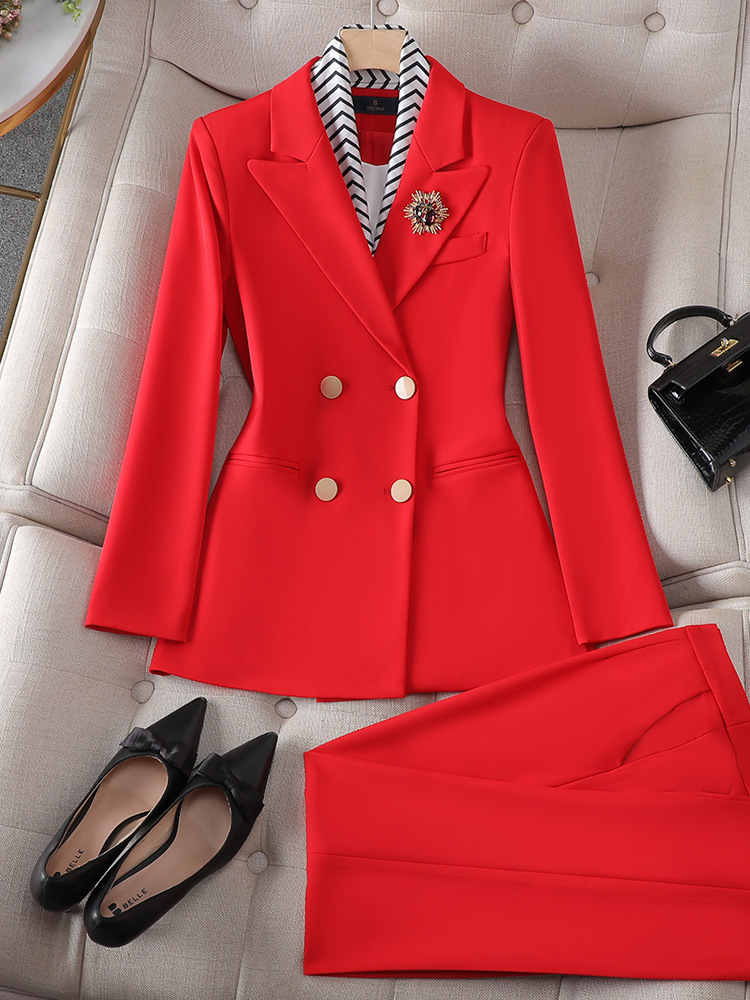 Vêtements pour femmes Costume à double boutonnage de haute qualité costume professionnel tempérament féminin style déesse examen d'art hôte de diffusion vêtements de travail formels