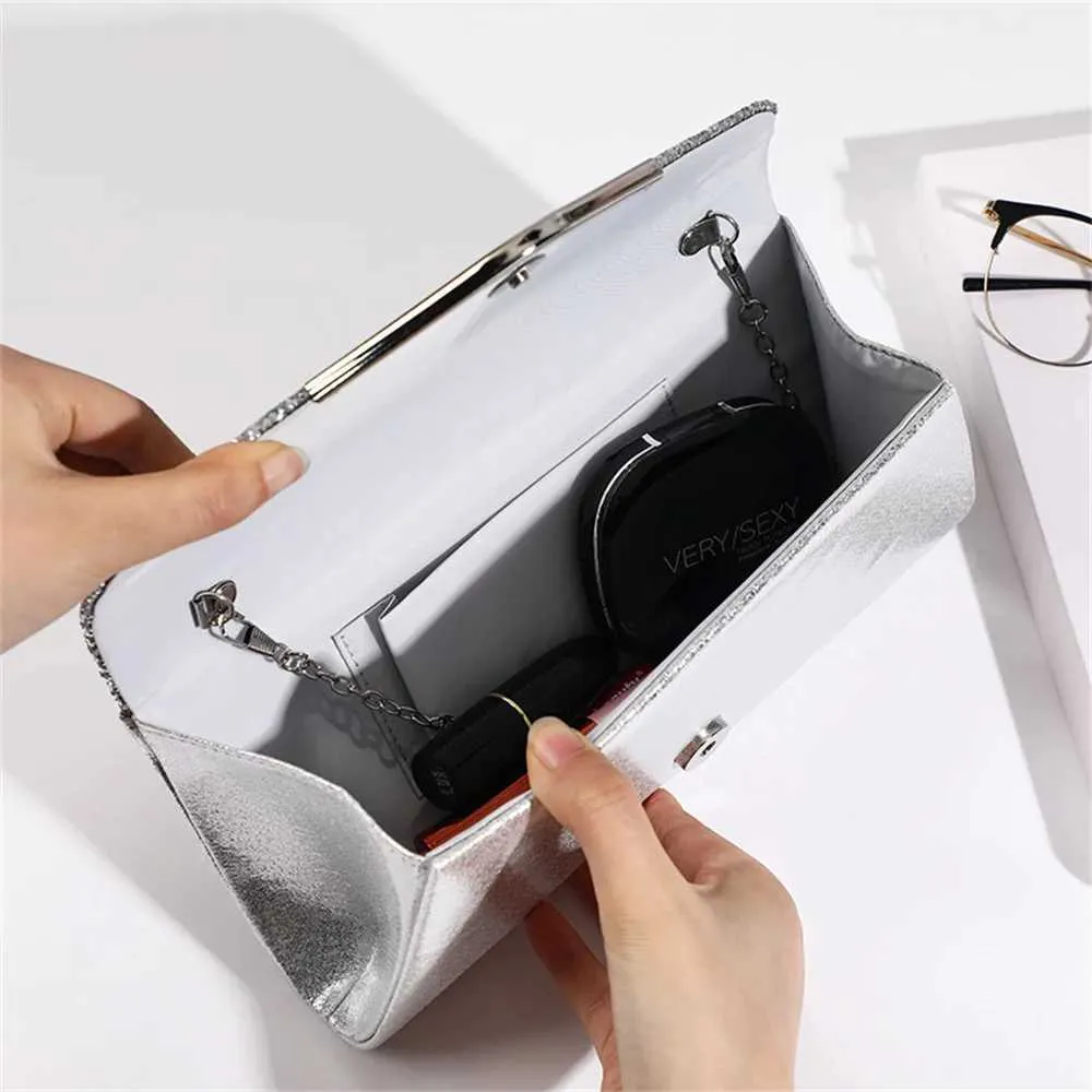 Womens envelope evening chain shoulder bag sparkg banquet ps wallet womens wedding party clutch mini handbag Y241019_voghion.com