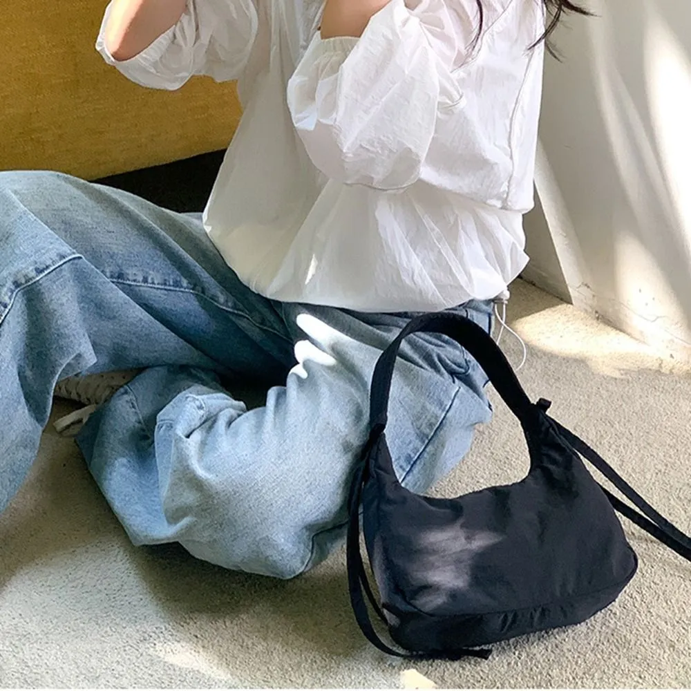 Borsa a tracolla in tessuto Oxford con fiocco in nylon, versatile, stile coreano, da portare sotto le ascelle, semplice, coordinata, per ragazze_voghion.com