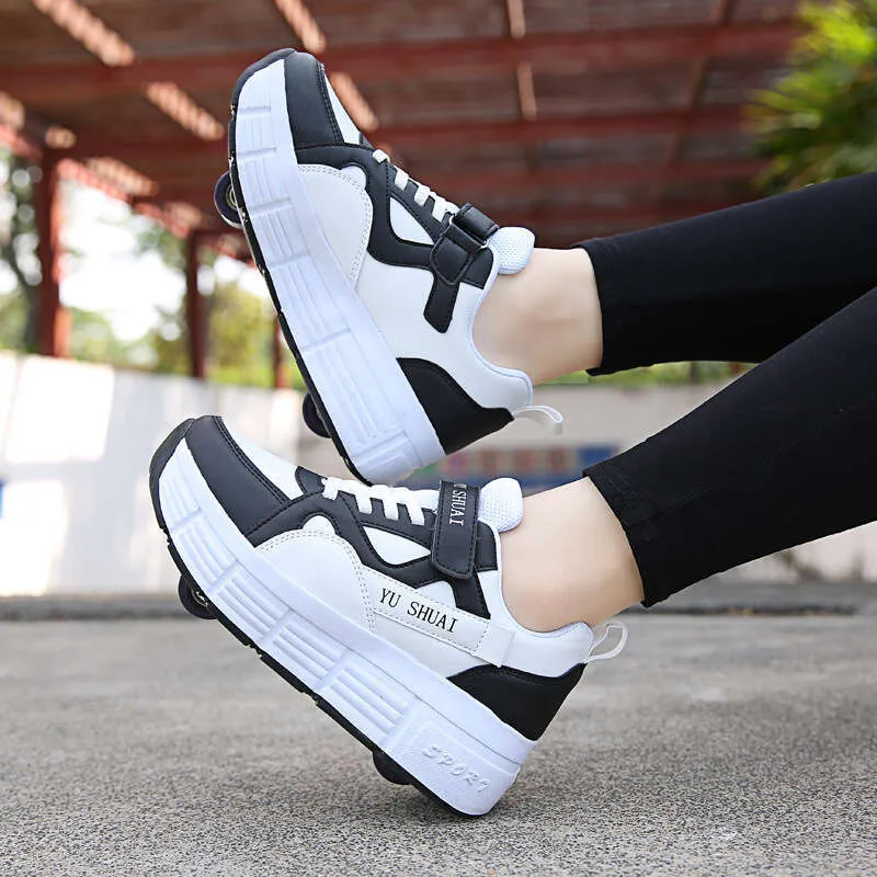 Roller Sneaker Outdoor Indoor Skating Detachable Kids Skates Breathable Blade Boy Flying Shoes Gear White 32_voghion.com