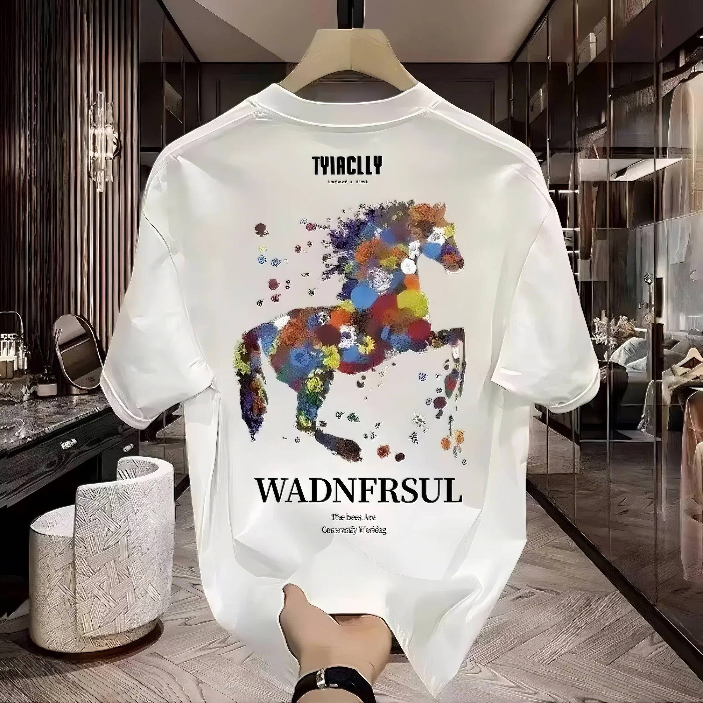 New Cotton Fashion Sense Printing Short-sleeved T-shirt Unisex Men Summer Tide Loose Hundred Tops