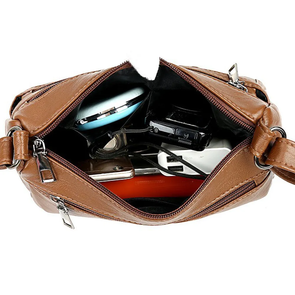 Borsa a tracolla da donna alla moda, in pelle PU, semplice e solida, messenger bag multitasche da donna._voghion.com