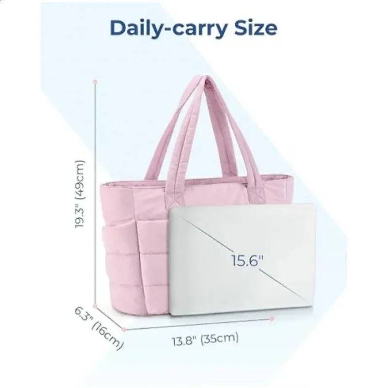 Big Square Cotton Padded Tote Versatile Handbag For Class Shopping Daily Use Storage Casual Shoulder Bag 240829_voghion.com