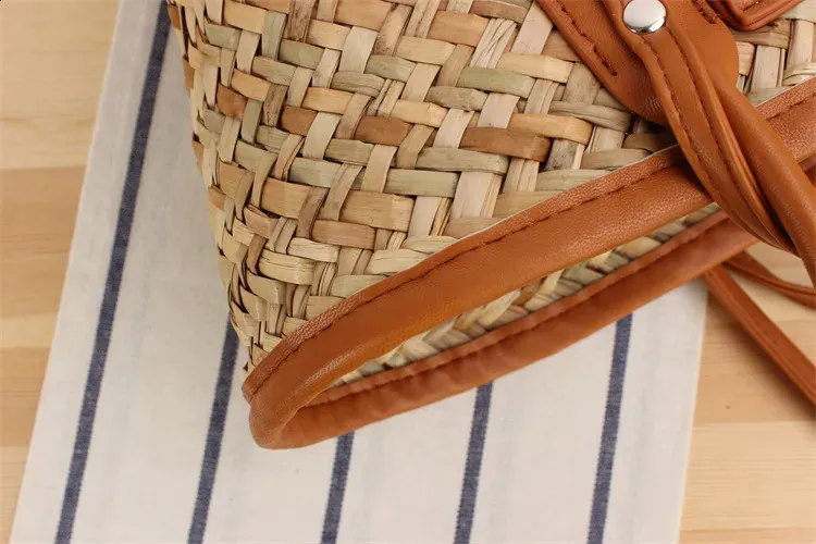 Casual Rattan Basket Bag Wicker Woven Women Handbags Handmade Summer Beach Straw Shoulder Crossbody Bags Big Tote Purse_voghion.com
