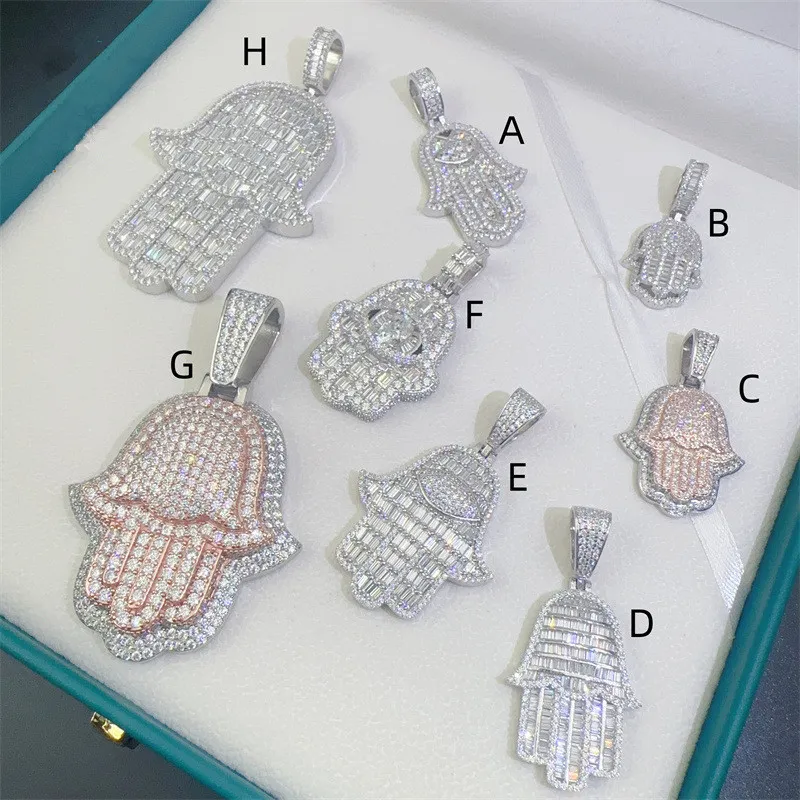 Joias de hip hop Srling Sier VVS Moissani Iced Out Hamsa Pingente de mão para homens Pass Dias Tesr com GRA_voghion.com