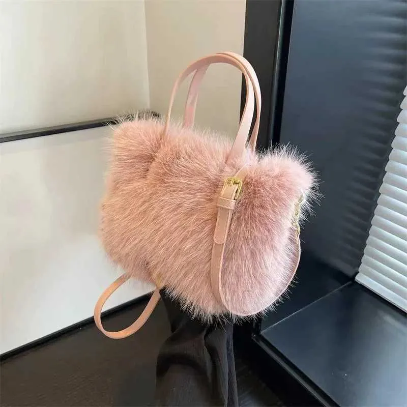 Designer Bag Artificial fur bucket plush design womens handbag soft winter cross body shoulder bag Bolsa Feminina 2025_voghion.com