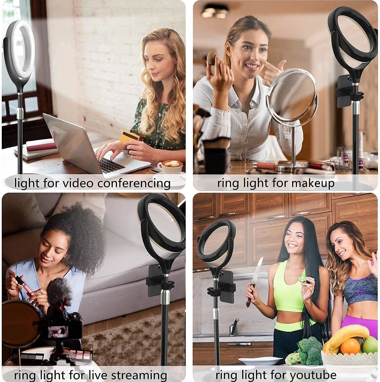 Stand, Desk Ring Light With Phone Holder For Laptop/Video_voghion.com