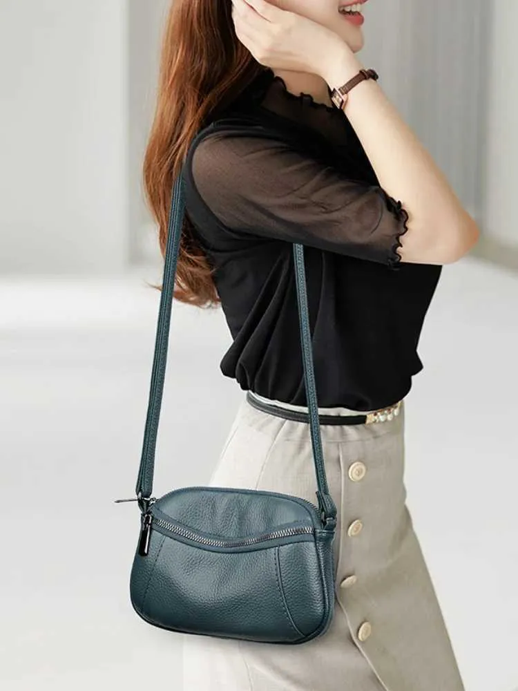 New Patchwork Single Shoulder Crossbody Head Layer Cowhide Small Bag Advanced Fashion SimpleC241216_voghion.com