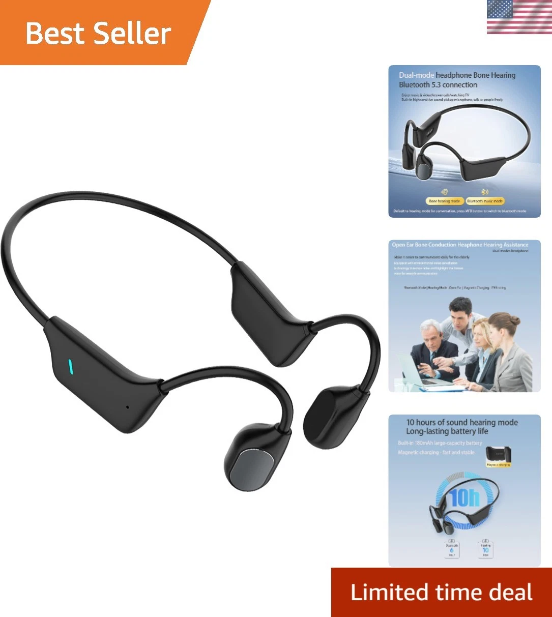 Cuffie per problemi di conduzione ossea, cuffie wireless per assistenza uditiva._voghion.com