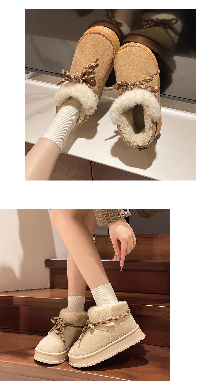 2024 Winter Women's Cute Warm Fashion Bag With Thick Cotton Shoes Bow New Snow Boots_vogvips.com