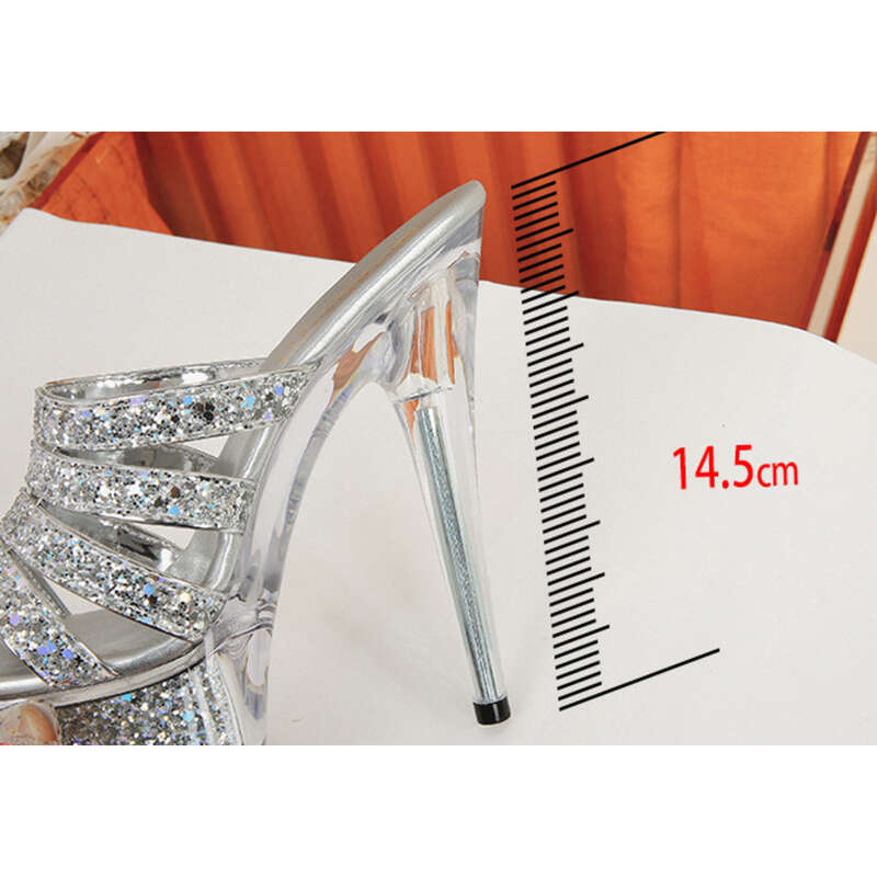 25 Nuovo Fondo di Cristallo Estivo Trasparente Piattaforma Impermeabile Super Tacco Hentian Alto Rotondo Testa Cinturino Fresco Trascinare Sexy_voghion.com