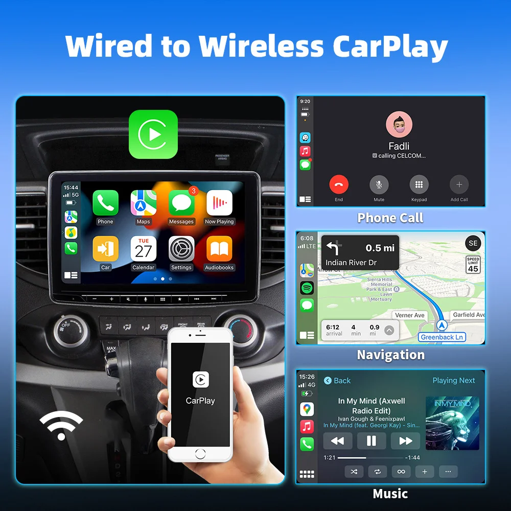 2-in-1 kabelloser CarPlay- und Android-Auto-Adapter, Kfz-Dongle mit automatischer Verbindung, Plug & Play für iPhone und Android-Geräte (werkseitig verkabelt)._voghion.com