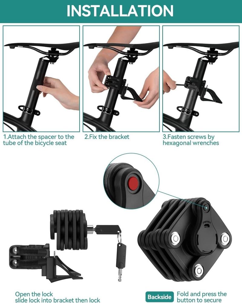 ROCKBROS Bicycle Chain Folding Lock + Holder DHL_voghion.com