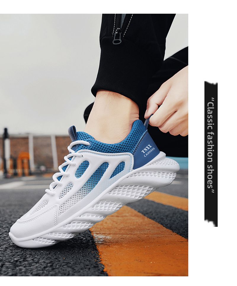 Męskie nowe wiosenne oddychające trampki męskie codzienne sportowe grube podeszwy antypoślizgowe buty z siateczki_voghion.com