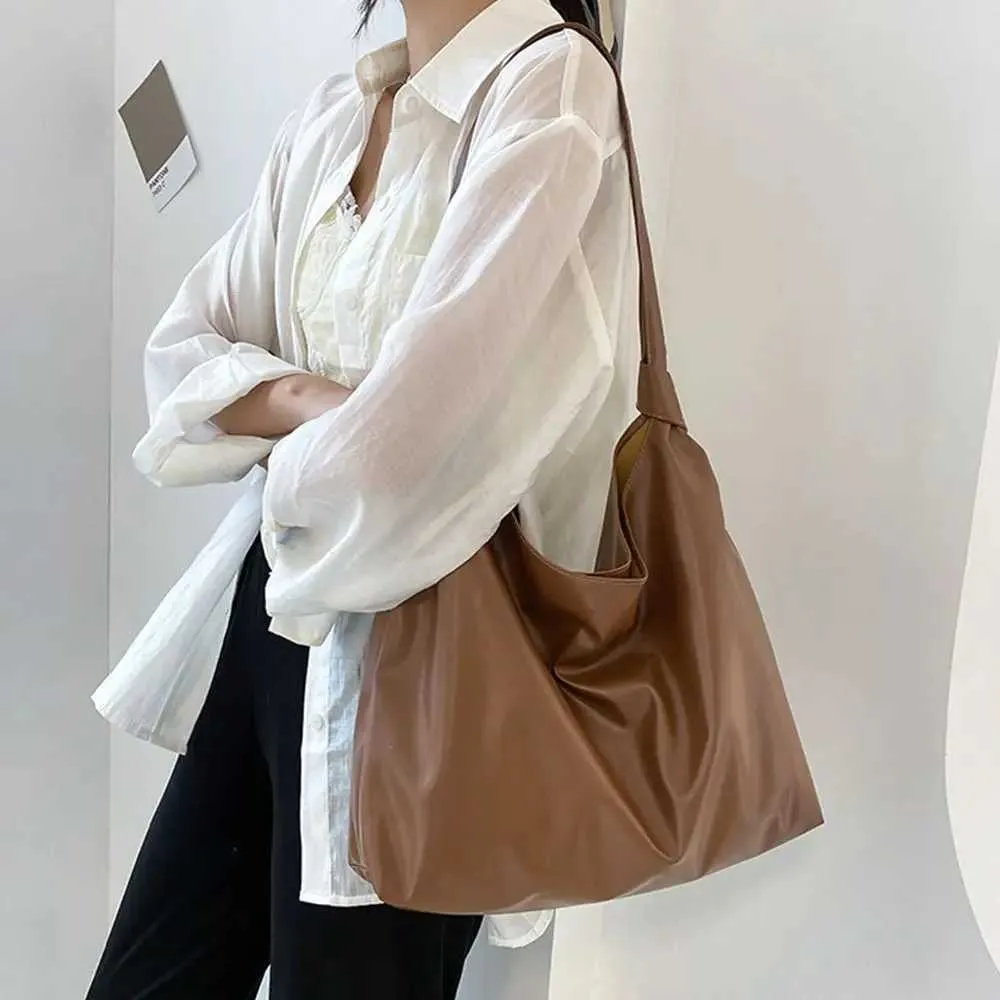 Women Large Capacity Shoulder Bags Female s PU Leather Handbag Simple Shopping Ba241031_voghion.com
