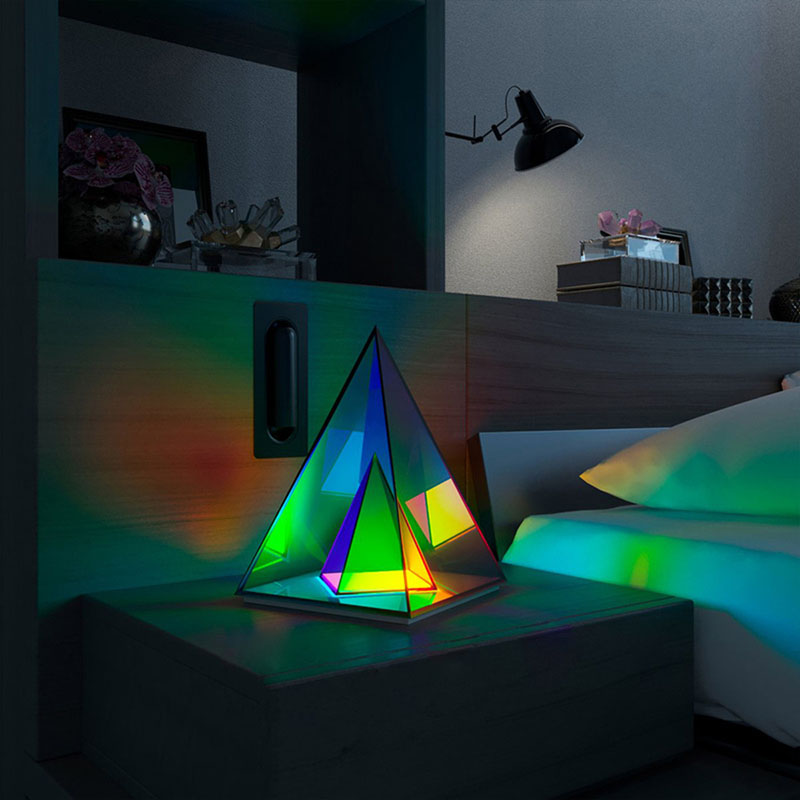 LED Pyramid Soveværelsesdekoration Natlampe USB Farvedæmpning Atmosfærelamper Hjem Soveværelsesdekoration Fødselsdagsgave Dekorativ Lampe_voghion.com