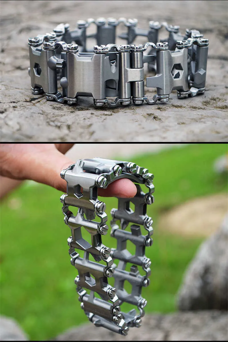 DreamBell Men Outdoor Spliced Multifunctional Wearing Screwdriver Tool Hand Chain Field Survival Bracelet 2.45 original_voghion.com