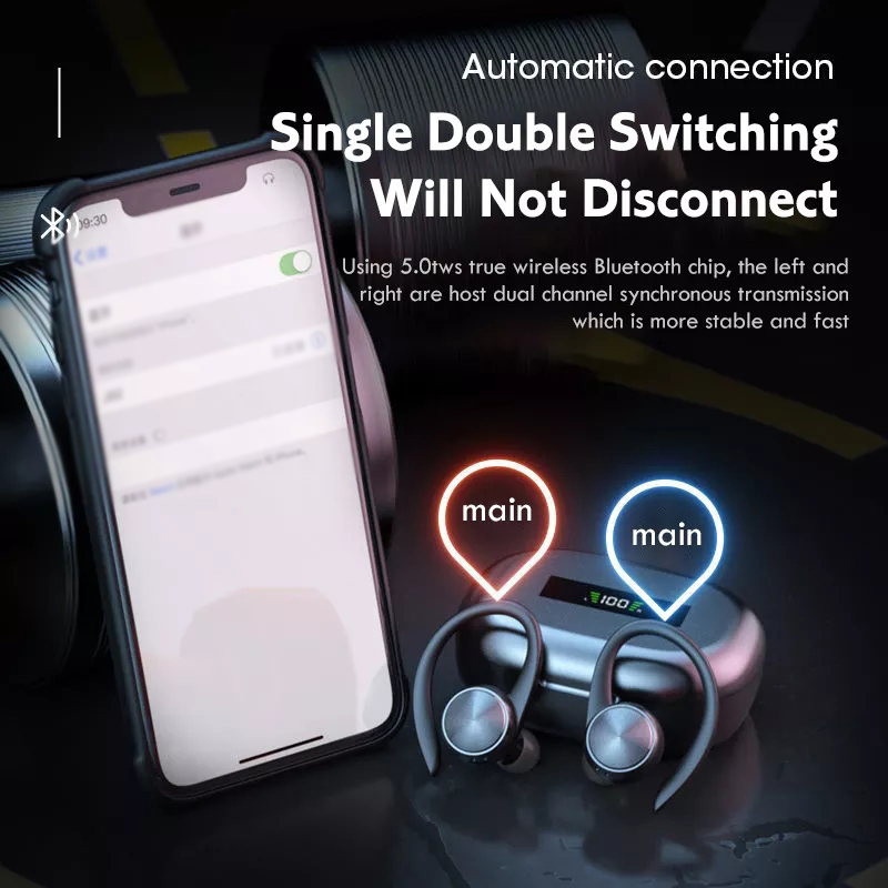 Ακουστικά Bluetooth TWS R200 Fone Στερεοφωνικά Ακουστικά Ασύρματα Ακουστικά BT 5.0 με γάντζο και μικρόφωνο για παιχνίδια_voghion.com