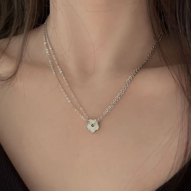 Collane con ciondolo, doppio strato, fiore, collane per ragazza_voghion.com