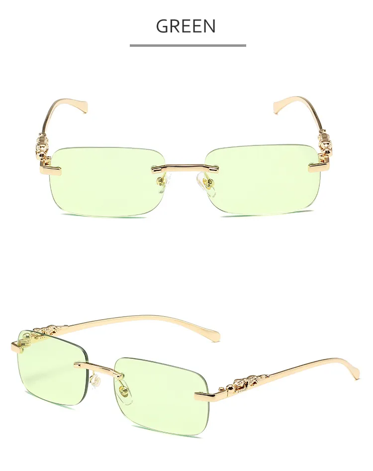 Vintage Sonnenbrille Eckig Rahmenlos Für Damen Und Herren_voghion.com