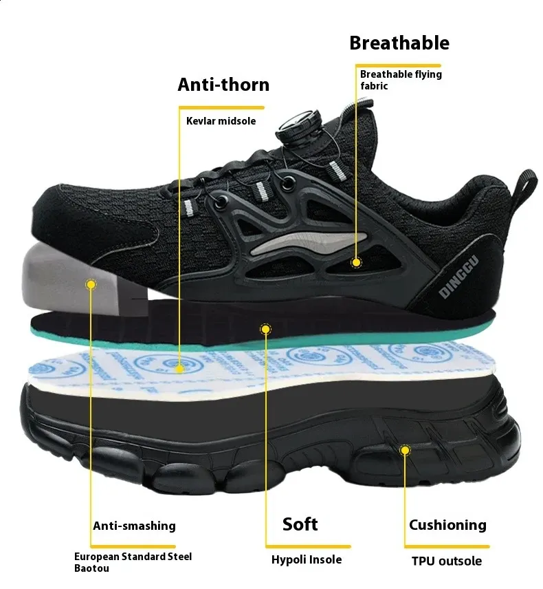 Rotating Button Mens Womens Steel Toe Plus Size 47 48 Work Sports Shoes Protective Safety Boots 250226_voghion.com
