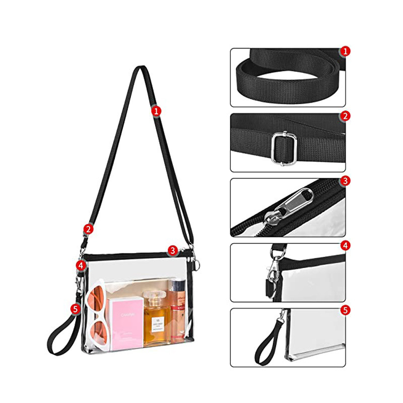 Borsa portamonete impermeabile a tracolla in PVC trasparente per sport da stadio, portatile e portatile_voghion.com