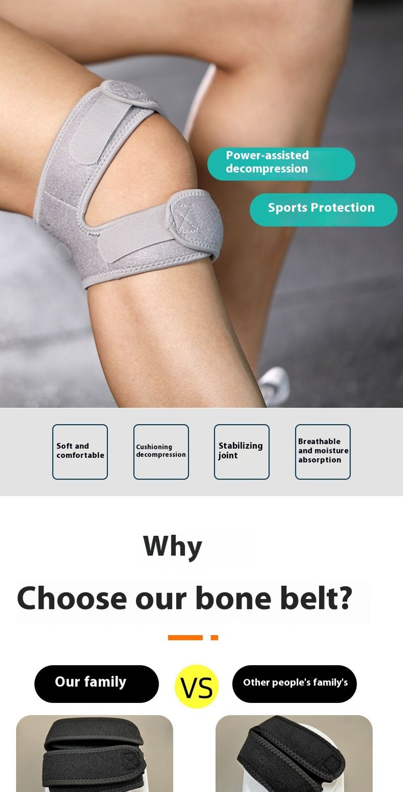 Sports silicone strap prure protection patellar running, mountaineering, breathable basketball, knee protection,_voghion.com