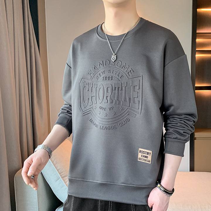 ​​Lässiger Pullover für Herren – 100 % Baumwolle, langärmliger Rundhalsausschnitt mit Printdesign​​_voghion.com