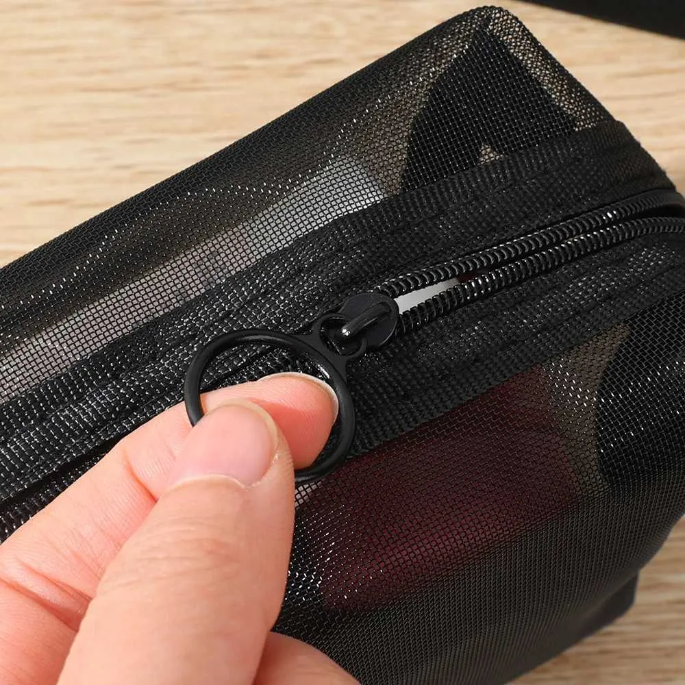 5/1 pezzo di organizer da viaggio portatile per cosmetici, piccolo, trasparente, in rete, rosso, Y241023_voghion.com