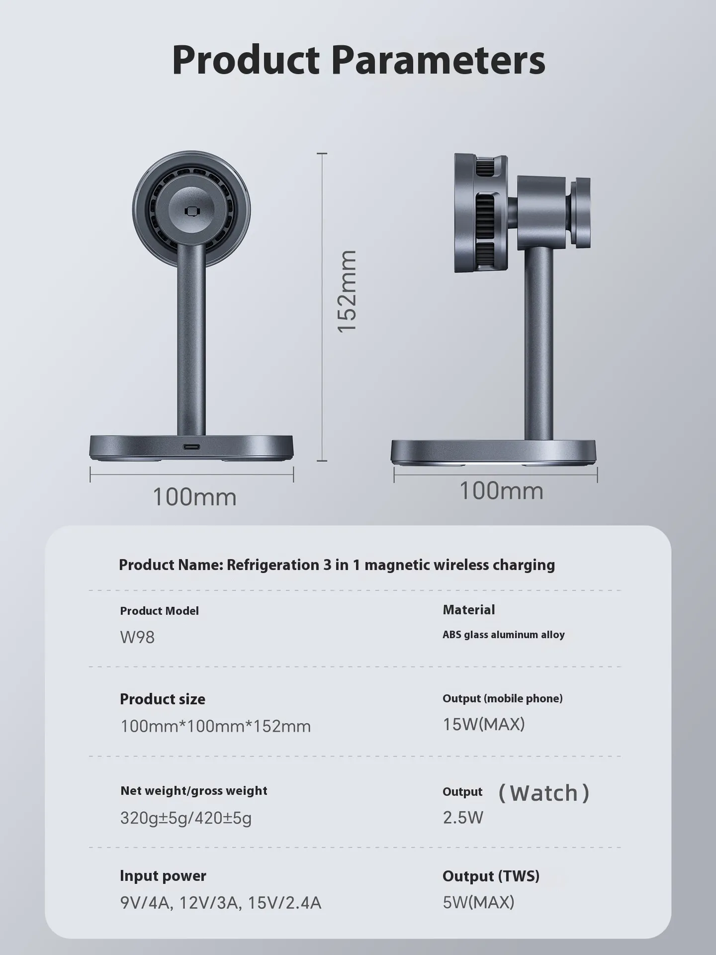 Nouveau chargeur, réfrigération à semi-conducteur, support magnétique pour téléphone portable, charge sans fil rapide 3-en-1 15 W_voghion.com