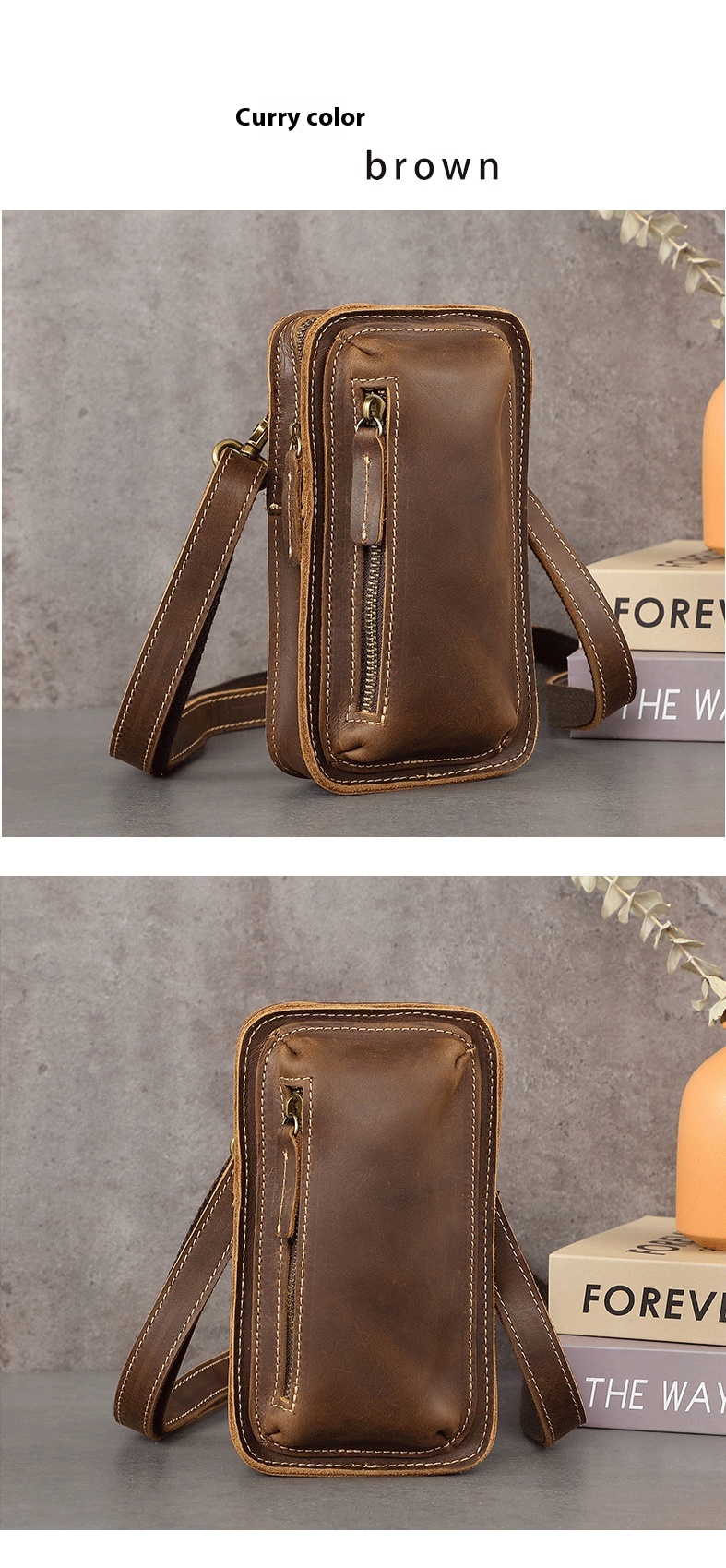 Crazy Horse ādas retro plecu soma, jauna jostas soma, vīriešu apģērba jostas mini soma, tīras govs ādas telefona soma, īstas ādas moderna soma_voghion.com