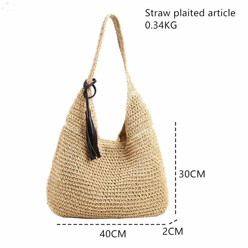 Neu Sommer Frauen Reise Stroh Taschen Rattan Schulter Crossbdoy Handarbeit Gewebt Strand Tasche Weiblichen Große_voghion.com