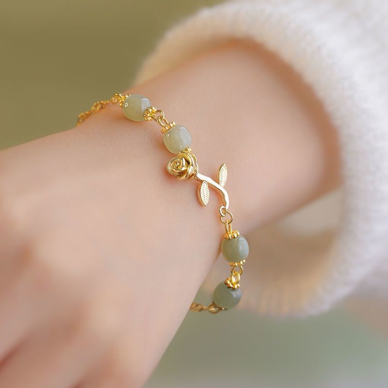 Rose Talk Imitieren Natürliche Hotan Jade Armband Ins Kleine Design Feeg Freund Einstellbare Hand_voghion.com