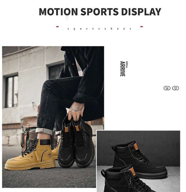 Martin Hierscht High Top Aarbechtskleeder am britesche Stil Grouss Giel Männer Trend Villsäiteg Déck Sohlen Kuerz Stiwwelen Trend Schong_voghion.com